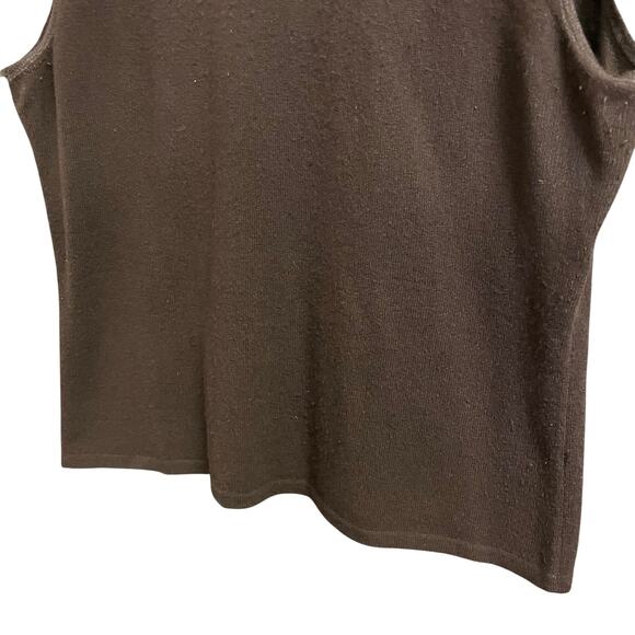 Vintage Chanel Pure Cashmere Dark Brown Rhinestone Logo Tank 48 / US 16 AS IS - Picture 6 of 13